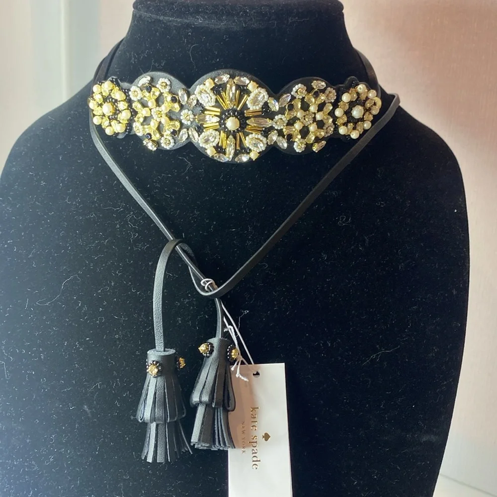 kate spade Belt: desert garden gemstone & leather headband choker or belt NWT - Picture 2 of 13
